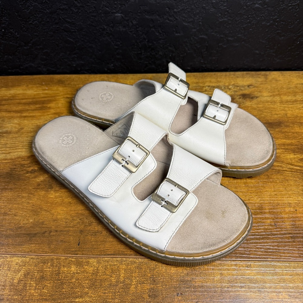 Dr. Martens Ada‎ White Leather Double Strap Slide Sandals Womens Size 10